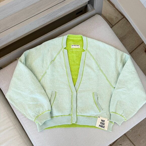 NWT Free People Oversized Cardigan Sweater Lime Green We The Free XS - Picture 13 of 14